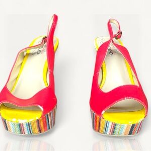 Unlisted by Kenneth Coral  and Multicolor Platform Sandals- size 10